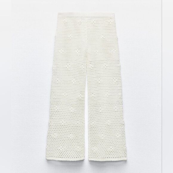 NWT ZARA CROCHET WIDE-LEGβTROUSERS - Picture 6 of 9